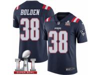 Men's Nike New England Patriots #38 Brandon Bolden Limited Navy Blue Rush Super Bowl LI 51 NFL Jersey