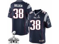 Men's Nike New England Patriots #38 Brandon Bolden Limited Navy Blue Team Color Super Bowl XLIX NFL Jersey