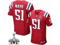 Men's Nike New England Patriots #51 Jerod Mayo Elite Red Alternate Super Bowl XLIX NFL Jersey