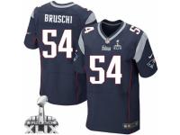 Men's Nike New England Patriots #54 Tedy Bruschi Elite Navy Blue Team Color Super Bowl XLIX NFL Jersey