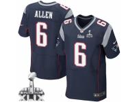 Men's Nike New England Patriots #6 Ryan Allen Elite Navy Blue Team Color Super Bowl XLIX NFL Jersey