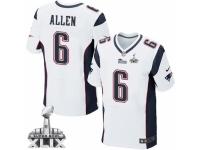 Men's Nike New England Patriots #6 Ryan Allen Elite White Super Bowl XLIX NFL Jersey