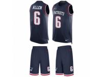 Men's Nike New England Patriots #6 Ryan Allen Navy Blue Tank Top Suit NFL Jersey