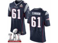 Men's Nike New England Patriots #61 Marcus Cannon Elite Navy Blue Team Color Super Bowl LI 51 NFL Jersey