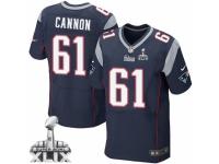 Men's Nike New England Patriots #61 Marcus Cannon Elite Navy Blue Team Color Super Bowl XLIX NFL Jersey