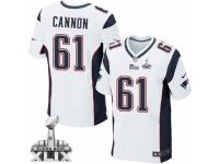 Men's Nike New England Patriots #61 Marcus Cannon Elite White Super Bowl XLIX NFL Jersey