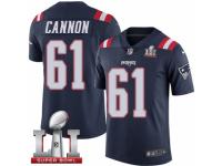 Men's Nike New England Patriots #61 Marcus Cannon Limited Navy Blue Rush Super Bowl LI 51 NFL Jersey