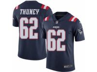 Men's Nike New England Patriots #62 Joe Thuney Limited Navy Blue Rush NFL Jersey