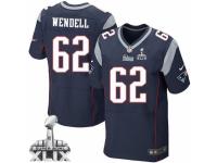 Men's Nike New England Patriots #62 Ryan Wendell Elite Navy Blue Team Color Super Bowl XLIX NFL Jersey