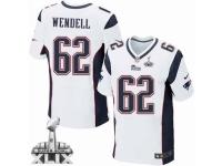 Men's Nike New England Patriots #62 Ryan Wendell Elite White Super Bowl XLIX NFL Jersey