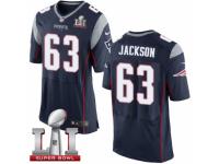 Men's Nike New England Patriots #63 Tre Jackson Elite Navy Blue Team Color Super Bowl LI 51 NFL Jersey