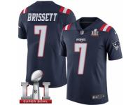 Men's Nike New England Patriots #7 Jacoby Brissett Limited Navy Blue Rush Super Bowl LI 51 NFL Jersey