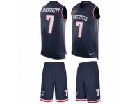 Men's Nike New England Patriots #7 Jacoby Brissett Navy Blue Tank Top Suit NFL Jersey