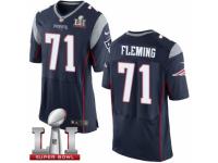 Men's Nike New England Patriots #71 Cameron Fleming Elite Navy Blue Team Color Super Bowl LI 51 NFL Jersey