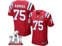 Men's Nike New England Patriots #75 Ted Karras Elite Red Alternate Super Bowl LI 51 NFL Jersey