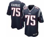 Men's Nike New England Patriots #75 Ted Karras Game Navy Blue Team Color NFL Jersey