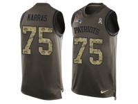 Men's Nike New England Patriots #75 Ted Karras Green Salute to Service Tank Top NFL Jersey