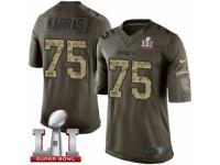 Men's Nike New England Patriots #75 Ted Karras Limited Green Salute to Service Super Bowl LI 51 NFL Jersey