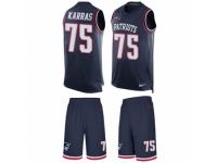 Men's Nike New England Patriots #75 Ted Karras Navy Blue Tank Top Suit NFL Jersey