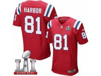 Men's Nike New England Patriots #81 Clay Harbor Elite Red Alternate Super Bowl LI 51 NFL Jersey