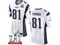 Men's Nike New England Patriots #81 Clay Harbor Elite White Super Bowl LI 51 NFL Jersey