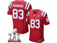 Men's Nike New England Patriots #83 Lavelle Hawkins Elite Red Alternate Super Bowl LI 51 NFL Jersey