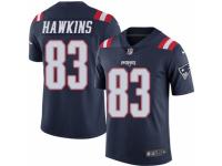 Men's Nike New England Patriots #83 Lavelle Hawkins Limited Navy Blue Rush NFL Jersey