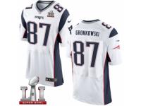 Men's Nike New England Patriots #87 Rob Gronkowski Elite White Super Bowl LI 51 NFL Jersey