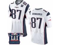 Men's Nike New England Patriots #87 Rob Gronkowski Elite White Super Bowl LI Champions NFL Jersey