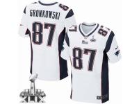 Men's Nike New England Patriots 87 Rob Gronkowski Elite White Super Bowl XLIX NFL Jersey