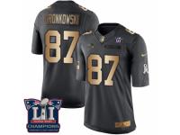 Men's Nike New England Patriots #87 Rob Gronkowski Limited Black Gold Salute to Service Super Bowl LI Champions NFL Jersey