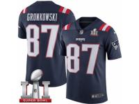 Men's Nike New England Patriots #87 Rob Gronkowski Limited Navy Blue Rush Super Bowl LI 51 NFL Jersey