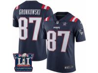 Men's Nike New England Patriots #87 Rob Gronkowski Limited Navy Blue Rush Super Bowl LI Champions NFL Jersey