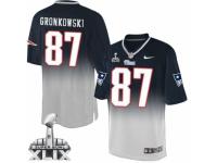 Men's Nike New England Patriots 87 Rob Gronkowski Limited NavyGrey Fadeaway Super Bowl XLIX NFL Jersey