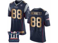 Men's Nike New England Patriots #88 Martellus Bennett Elite Navy Gold Team Color Super Bowl LI Champions NFL Jersey