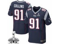 Men's Nike New England Patriots #91 Jamie Collins Elite Navy Blue Team Color Super Bowl XLIX NFL Jersey