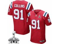 Men's Nike New England Patriots #91 Jamie Collins Elite Red Alternate Super Bowl XLIX NFL Jersey