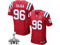 Men's Nike New England Patriots #96 Sealver Siliga Elite Red Alternate Super Bowl XLIX NFL Jersey