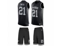 Men's Nike Oakland Raiders #21 Sean Smith Black Tank Top Suit NFL Jersey