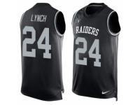 Men's Nike Oakland Raiders #24 Marshawn Lynch Black Player Name & Number Tank Top NFL Jersey