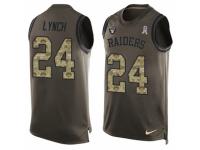 Men's Nike Oakland Raiders #24 Marshawn Lynch Green Salute to Service Tank Top NFL Jersey