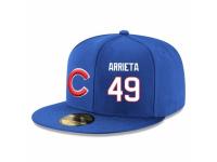 MLB Majestic Chicago Cubs #49 Jake Arrieta Snapback Adjustable Player Hat - Royal Blue White