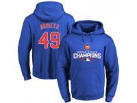 MLB Men Chicago Cubs #49 Jake Arrieta Royal 2016 World Series Champions Walk Pullover Hoodie