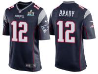 NEW ENGLAND PATRIOTS #12 TOM BRADY NAVY SUPER BOWL LII BOUND GAME JERSEY