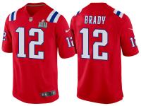 NEW ENGLAND PATRIOTS #12 TOM BRADY RED SUPER BOWL LII BOUND GAME JERSEY