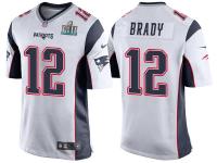 NEW ENGLAND PATRIOTS #12 TOM BRADY WHITE SUPER BOWL LII BOUND GAME JERSEY