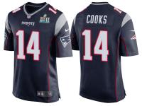 NEW ENGLAND PATRIOTS #14 BRANDIN COOKS NAVY SUPER BOWL LII BOUND GAME JERSEY