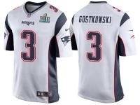 NEW ENGLAND PATRIOTS #3 STEPHEN GOSTKOWSKI WHITE SUPER BOWL LII BOUND GAME JERSEY