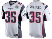 NEW ENGLAND PATRIOTS #35 MIKE GILLISLEE WHITE SUPER BOWL LII BOUND GAME JERSEY