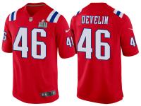 NEW ENGLAND PATRIOTS #46 JAMES DEVELIN RED SUPER BOWL LII BOUND GAME JERSEY